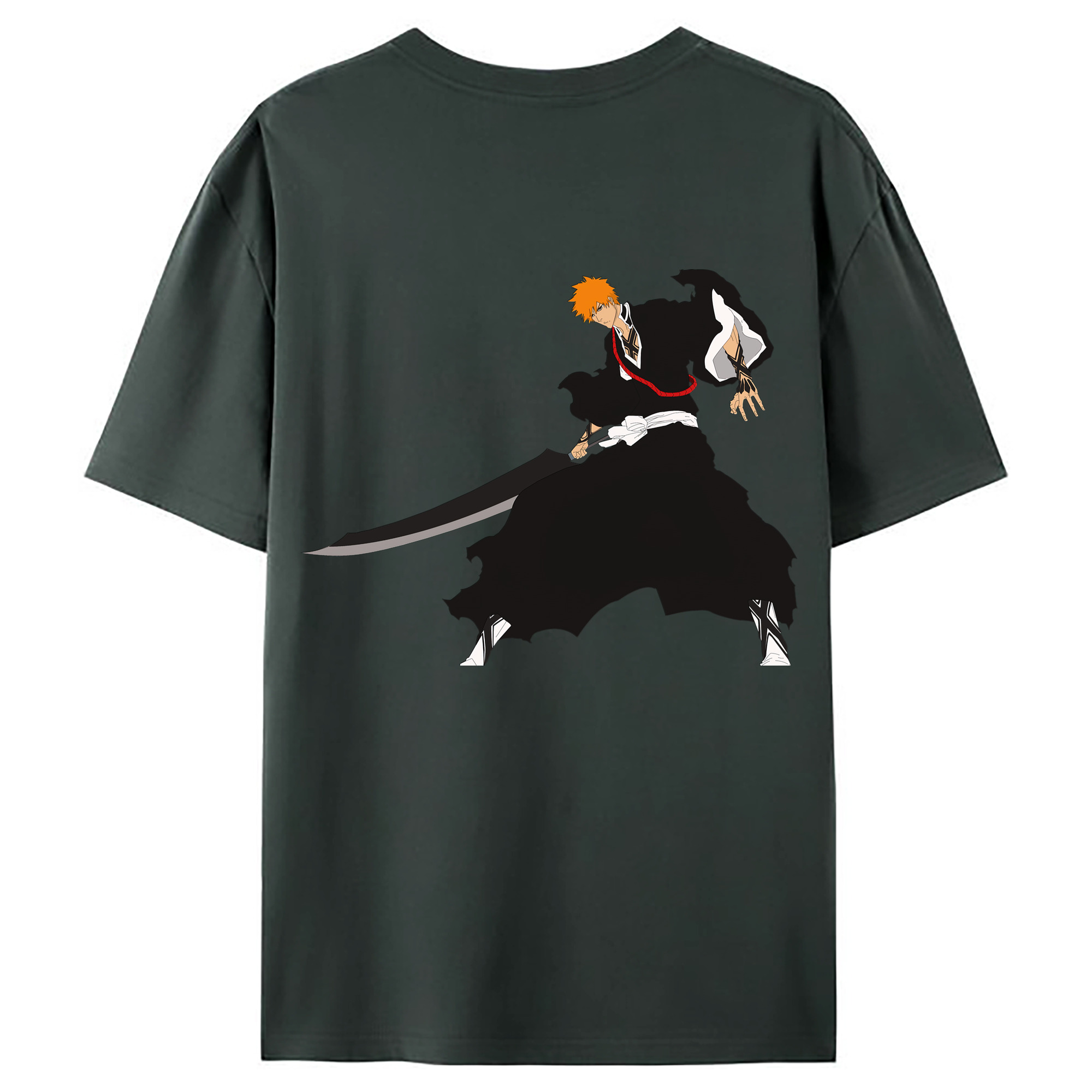 （画像用） ブリーチ 黒崎一護（くろさき いちご）BLEACH Kurosaki Ichigo 綿100％ メンズ半袖Tシャツ（バックプリント） 通気性